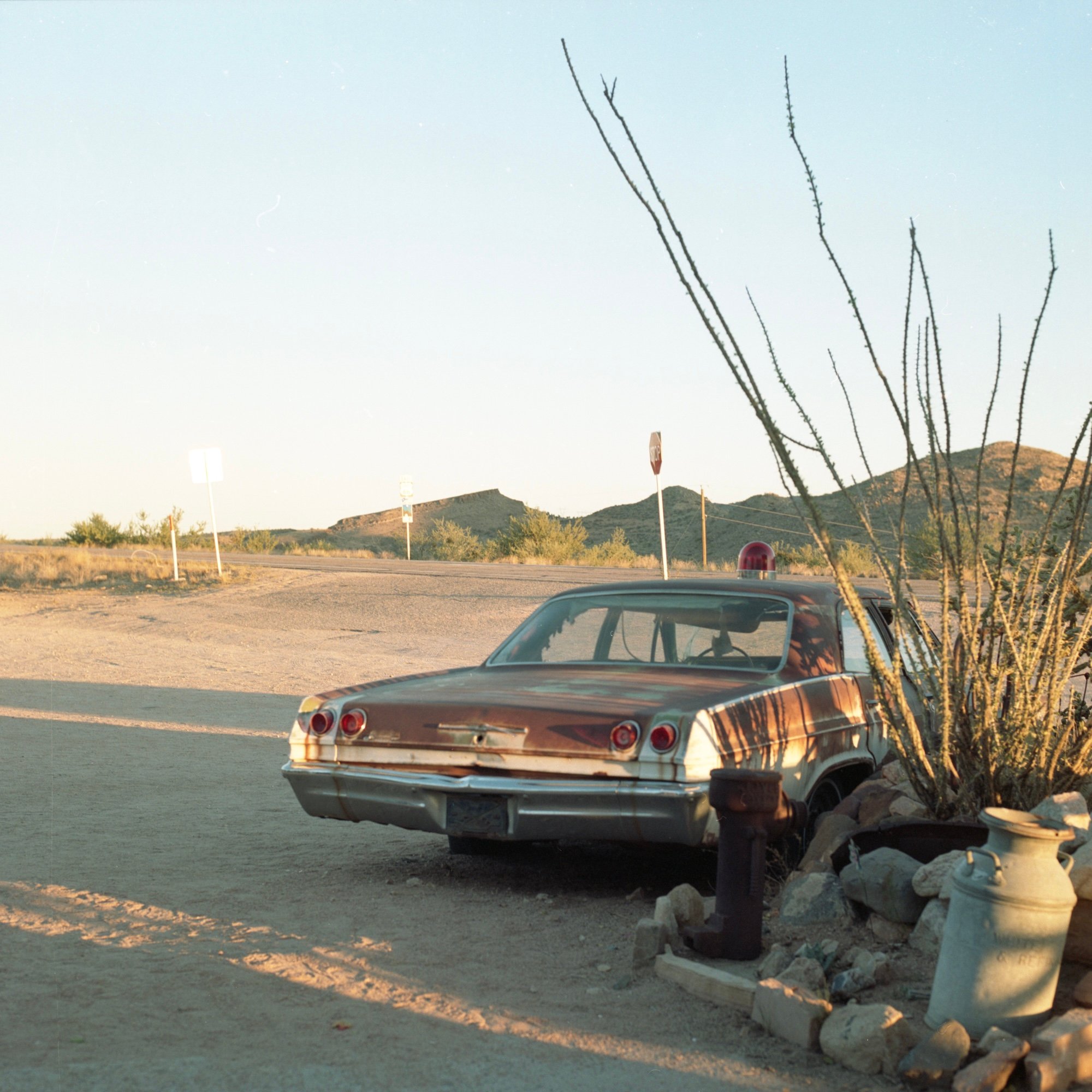 Abandoned the old car at the dusk